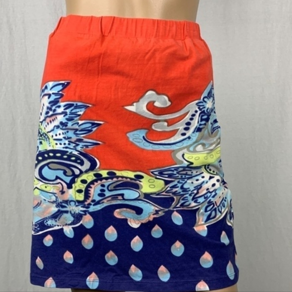 Krimson Klover Skirt Size Large Stretch Waistband Bright Pattern Colors.